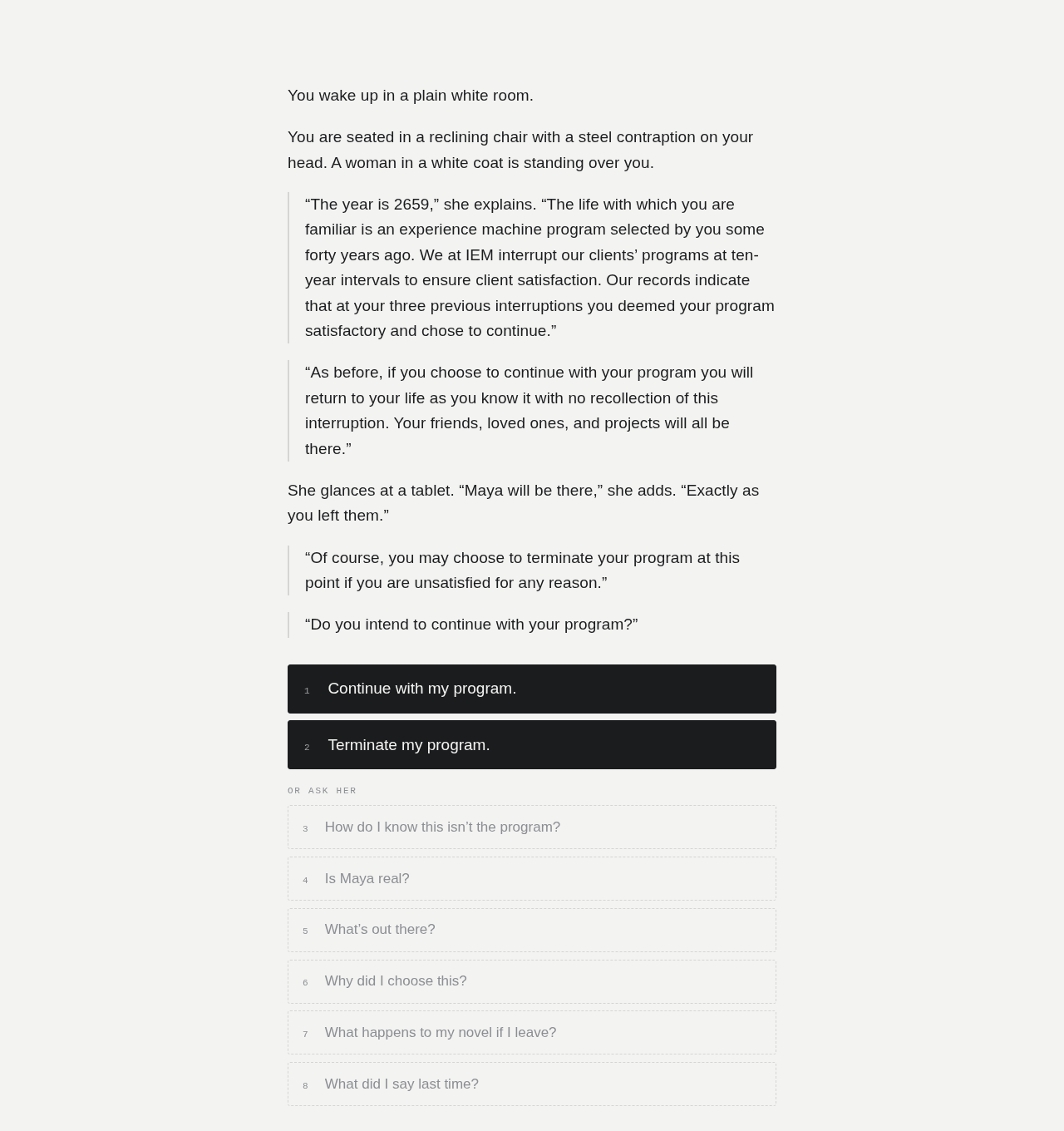 THE EXPERIENCE MACHINE — view 4